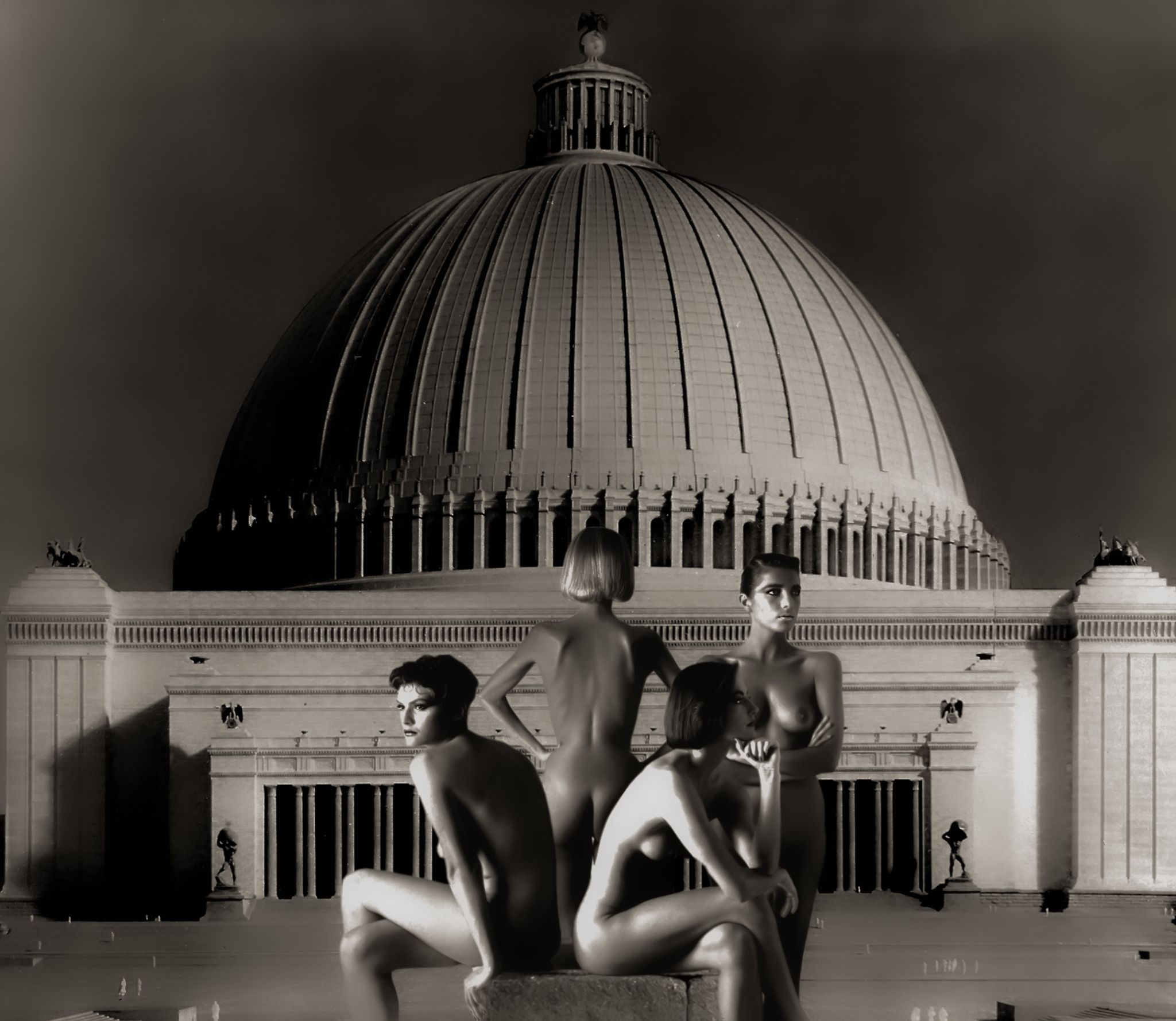Naked group in front of the great hall